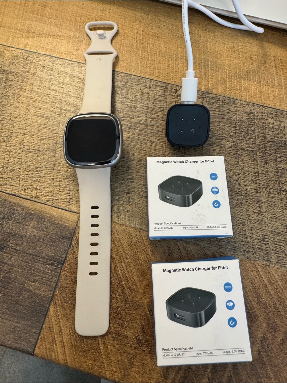 Fitbit Sense 2 with Beige Band and 2 Magnetic Chargers